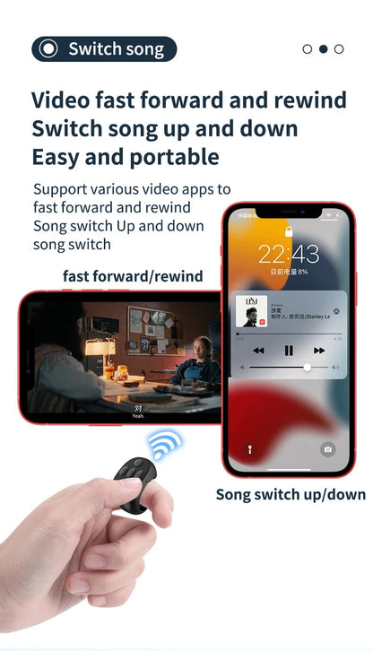 Multi-function Automatic Remote Control Portable Selfie Browse Video Read E-books Fingertip Controller for Mobile Phone Good Vibrations