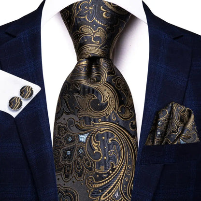 Jacquard Peacock Blue Novelty Design Wedding Tie For Men Hanky Cufflinks Gift Mens Necktie Set Business Party Dropshipping Good Vibrations