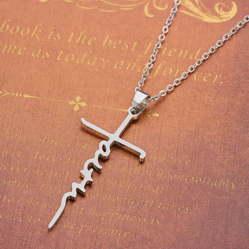 Necklace for Women European and American Fashion Cross Pendant Faith Inspiration Necklace Accessories Good Vibrations