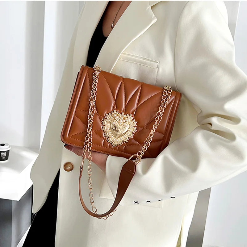 Woman Fashion Shoulder Bags New Brand Designer Wrist Small Square Bag Texture Chain Leather Handbag Luxury Trendy Messenger Bags Good Vibrations