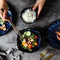 Creative Kiln-Change Bowl and Plate Tableware Home Retro Ceramic Tableware Hotel Dish Plate Rice Bowl Set Home Fish Plate Good Vibrations