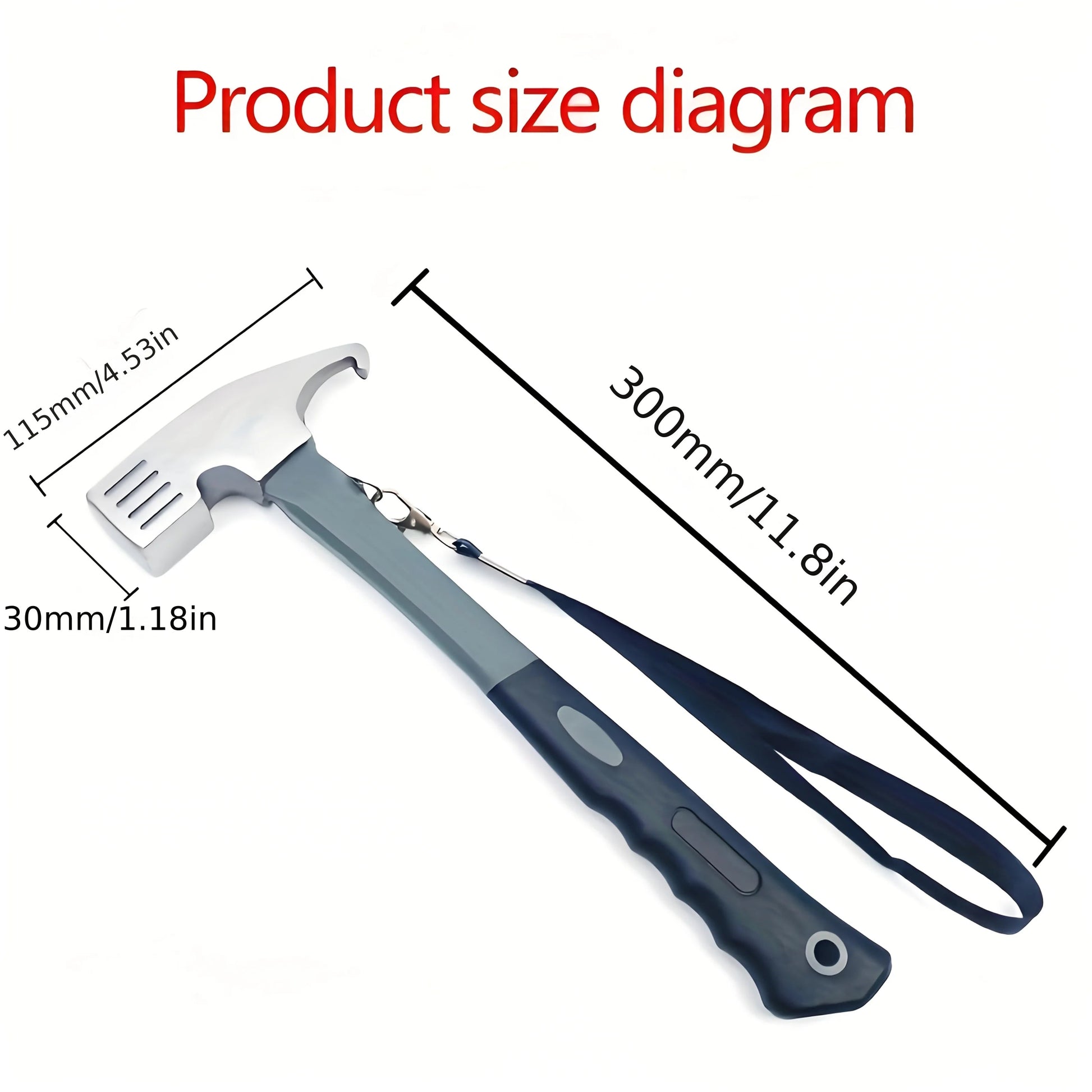 Camping Hammer: Heavy-Duty Multifunctional Steel Hammer with Tent Stake Remover & Holding Strap!Outdoor Camping Good Vibrations