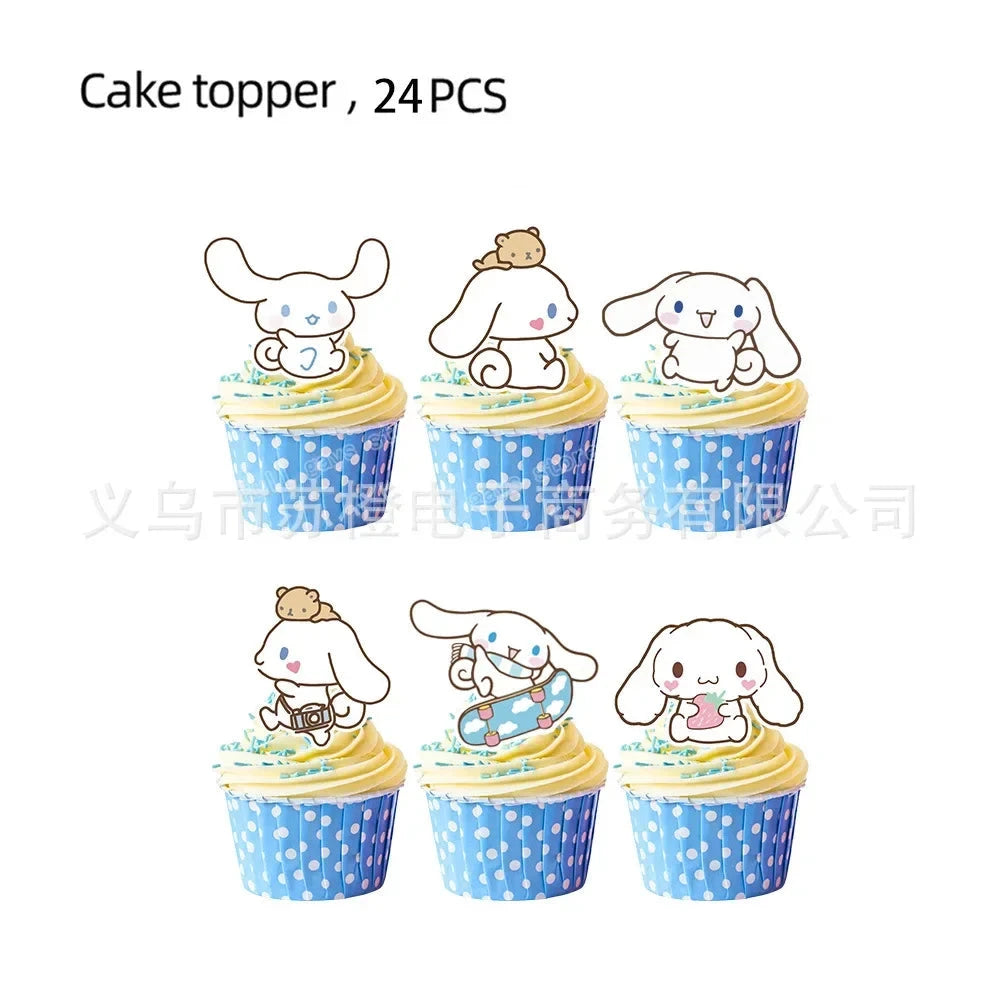 Cinnamoroll Theme Party Supplies Kids Birthday Christmas Decorations Gift Bag Ballons Banner Cake Topper Tableware Accessories Good Vibrations