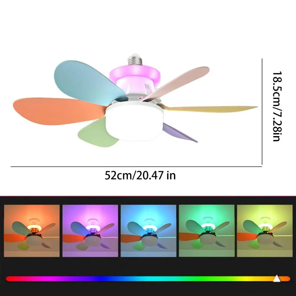 1 Set 40W Fan Light Snaps-on Detachable Fan Blade Design Household Silent RGB Dimming Fan Light For Bathroom Bedroom Kitchen Good Vibrations
