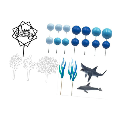 22 Pieces Shark Cake Toppers for Baby Shower Anniversary Valentines Day Good Vibrations
