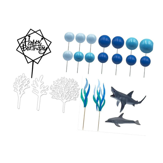 22 Pieces Shark Cake Toppers for Baby Shower Anniversary Valentines Day Good Vibrations