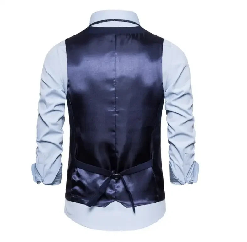 Blue Suit Vest, Men's Business Sleeveless Vests Jacket, Asian size S-6XL, Wedding Party Waistcoat, Red Purple Black Gray Good Vibrations
