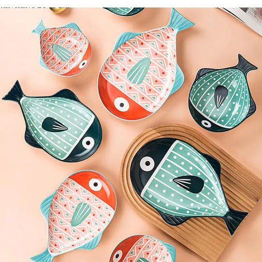 Ceramic Steamed Fish Plate Irregular Household Large Deep Shaped Bowl Cute Dining Table Supplies Good Vibrations