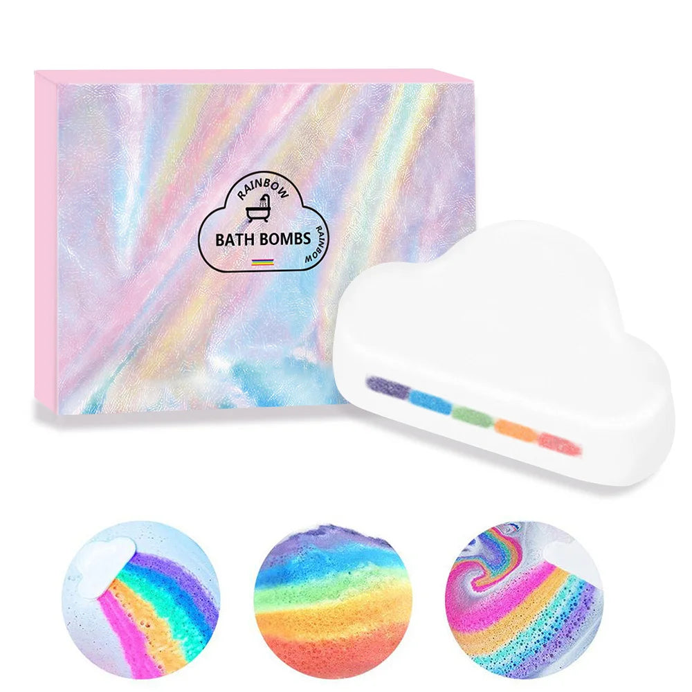 Rainbow Bath Bombs Gift Set - Handmade Fizzies for Women 6.5 oz - Perfect for Bubble & Spa Bath- Essential and Fragrance Oils Good Vibrations