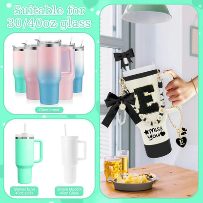 8Pcs Cup Accessories Including Straw Topper,Silicone Prorective Boot,Cup Charm,Stickers and Handle Strap for 40oz Tumbler Cup Good Vibrations