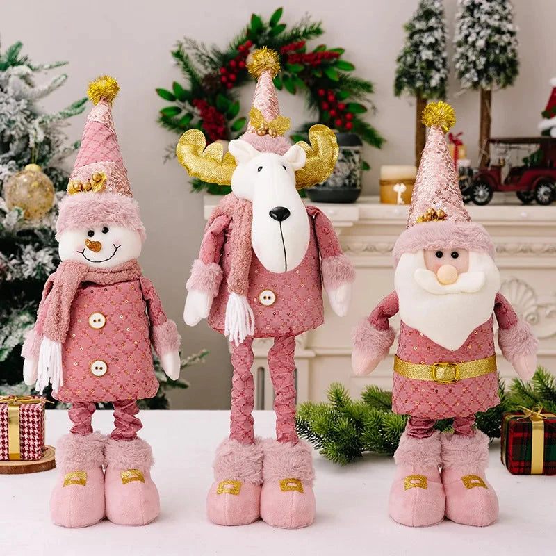 hristmas Decoration Pink Telescopic Doll Santa Claus Snowman Elk Various Standing Positions Holiday Atmosphere Christmas Gift Good Vibrations
