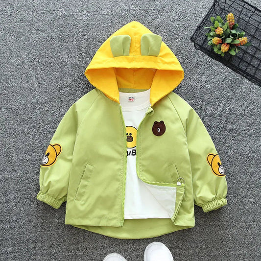 Baby Clothes Girls Thin Jacket New Autumn Trendy Costume Boys Cardigan Zipper Hooded Outerwear Children Windbreaker Coat Good Vibrations