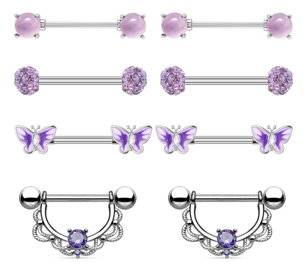 Mixed-style Sexy Nipple Rings Sets Heart Butterfly Dangle Nipple Piercing Bulk for Women Stainless Steel Cute Cat Shield Barbell Good Vibrations Adult Super Store