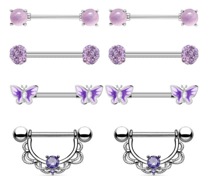 Mixed-style Sexy Nipple Rings Sets Heart Butterfly Dangle Nipple Piercing Bulk for Women Stainless Steel Cute Cat Shield Barbell Good Vibrations Adult Super Store