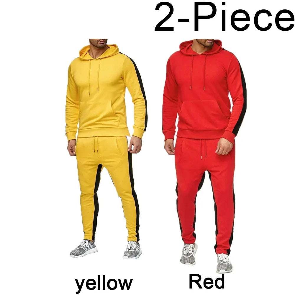 Men's 2 Piece Tracksuit Color Block Sweatsuit Stripes Casual Winter Long Sleeve Warm Moisture Wicking Breathable Sportswear Suit Good Vibrations