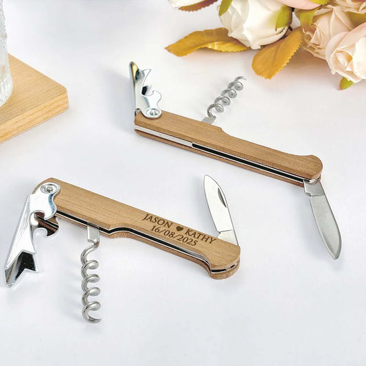 Wedding Party Favors Personalized Wooden Corkscrew Customized Wine Openers Wedding Gifts for Guests