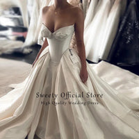 Robe MariéE Elegant Wedding Dress Silk Taffeta Withsatin Ballgown Strapless Sleeveless Bride Zipper Vestido De Novia Customized Good Vibrations