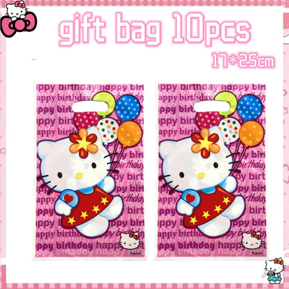 Hello Kitty Birthday Party Decoration Disposable Tableware Cup Plate Tablecloth Balloons Baby Shower Girls Party favors Supplies Good Vibrations