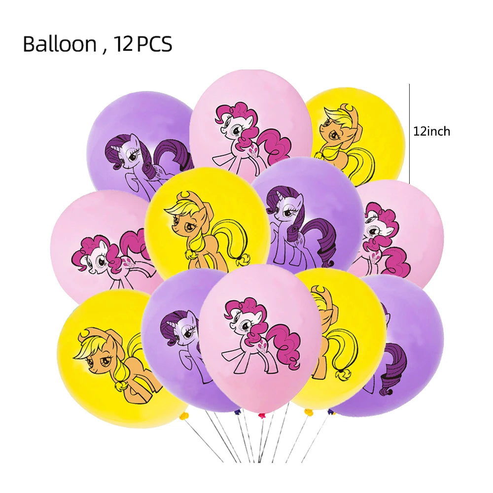 My Little Pony themed children's birthday party supplies, girls' first birthday tablecloth, tableware, paper cups, flag-raising Good Vibrations