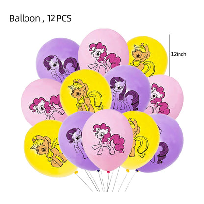 My Little Pony themed children's birthday party supplies, girls' first birthday tablecloth, tableware, paper cups, flag-raising Good Vibrations