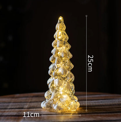 Christmas Tree Glass Night Light for Home Xmas Romantic Holiday Atmosphere Arbol De Navidad Ornaments LED Luminous Decoration Good Vibrations