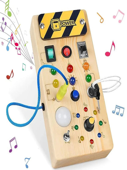 Kids Early Education Toys Electronic Led Light Baby Wooden Sensory Busy Board Montessori  For Toddler Christmas Gifts Good Vibrations