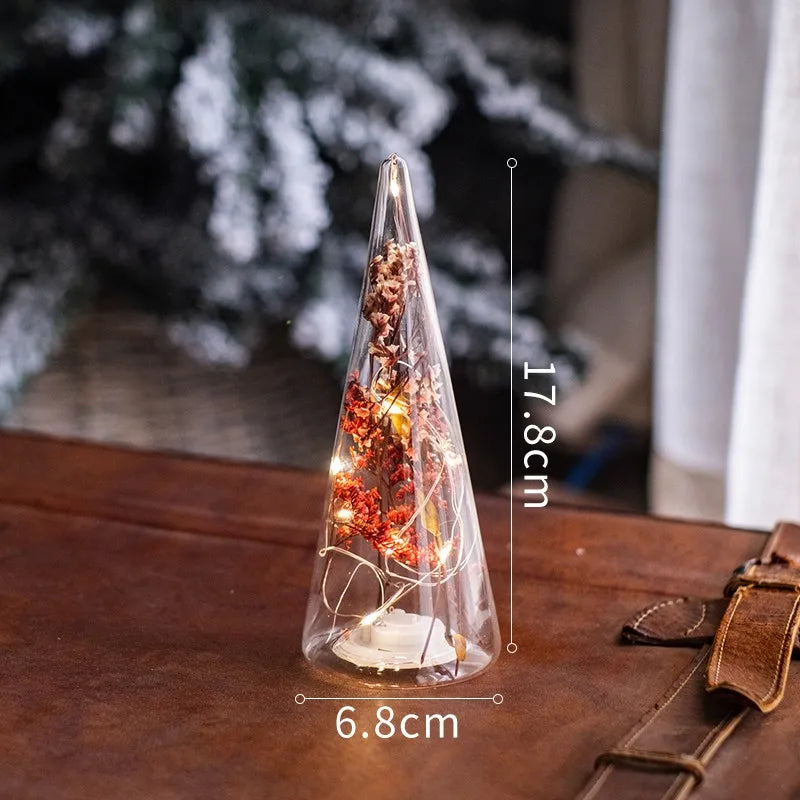Christmas Tree Glass Night Light for Home Xmas Romantic Holiday Atmosphere Arbol De Navidad Ornaments LED Luminous Decoration Good Vibrations