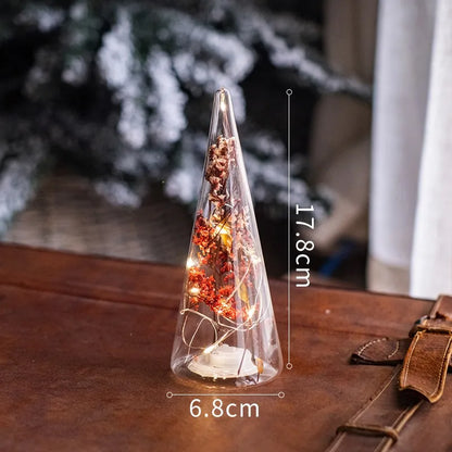 Christmas Tree Glass Night Light for Home Xmas Romantic Holiday Atmosphere Arbol De Navidad Ornaments LED Luminous Decoration Good Vibrations