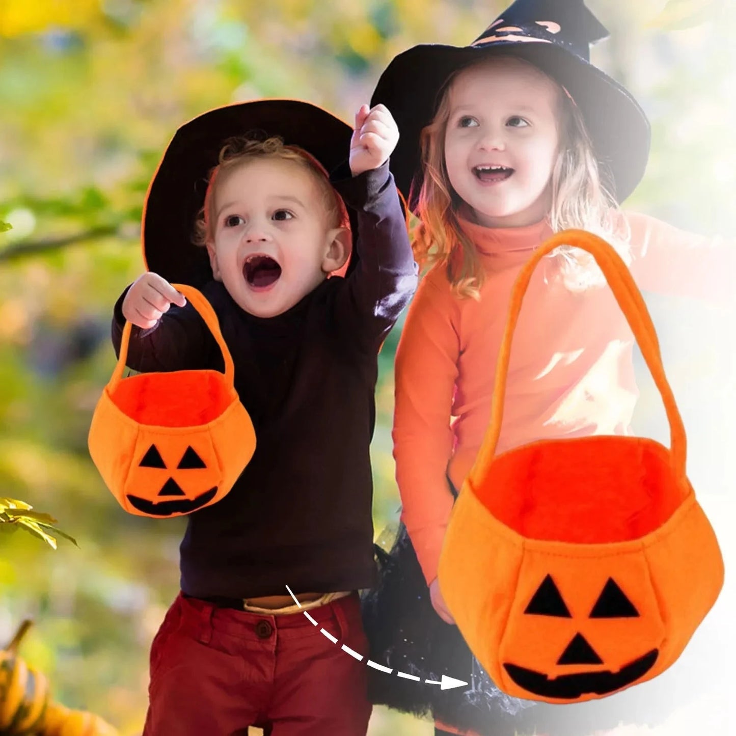 Halloween Adult Pumpkin Costume Set - Pumpkin Clothes Headband Pumpkin Tote Bag Glasses and Long-leg Socks Party Supplies Good Vibrations