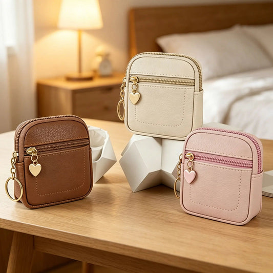 New Coin Purse Portable Wrist Bag PU Leather Money Coin Purse with Key Ring Pocket Purse Keychain Wallet for Women Girls Gift Good Vibrations