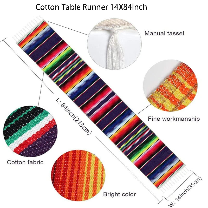 Mexican Pinata Happy Birthday Banners Party Decorations Rainbow Tassel Garlands Flags Table Runner Cinco De Mayo Party Supplies Good Vibrations