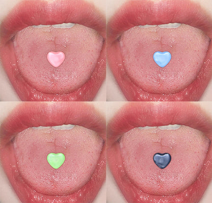 15PCS 16mm Stainless Steel Glow In The Dark Acrylic Tongue Rings, Straight Barbells Heart Moon Shape Tongue Piercing Jewelry Good Vibrations