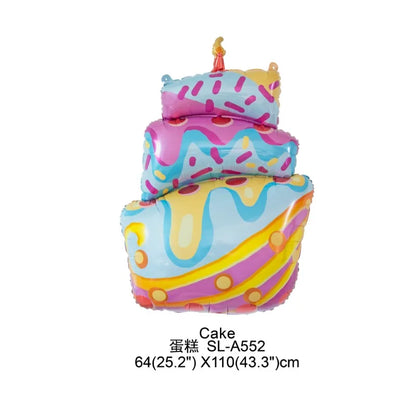 Happy Birthday Cake Aluminum Film Balloons Photo Props Supply Children Baby Birthday Party Decoration Sweet Photos Taking Ballon Good Vibrations