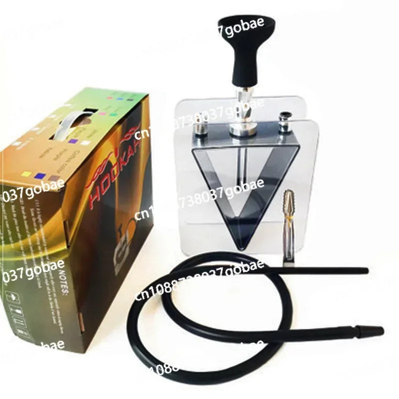 Acrylic inverted triangle Arabic hookah set with plastic pot, hose, and packaging box from Mainland China.