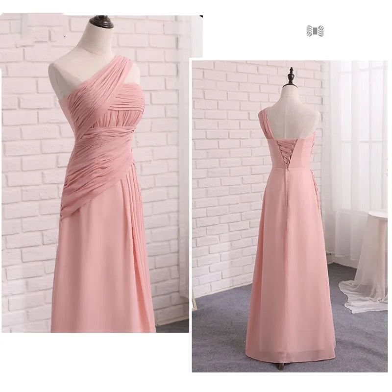 Customized Chiffon Dusty Pink Bridesmaid Dress Wedding Party Gowns Sweet Memory Bride Robes Formal Gowns For Long Prom Dresses