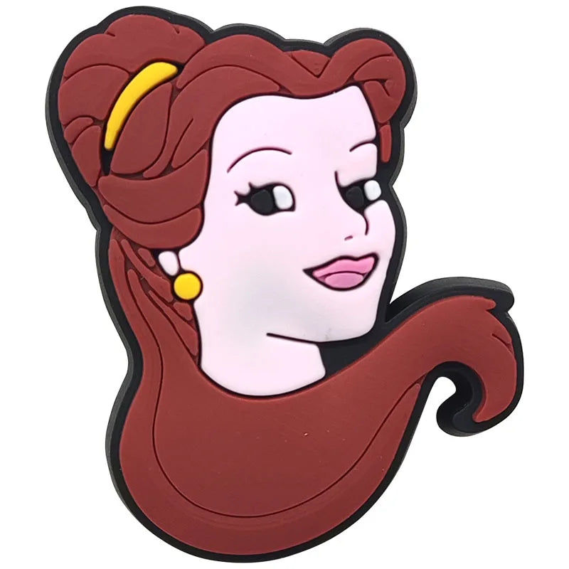 1-17pcs MINISO Hot Toys Princess Seri Series Shoe Charms For Croc Sandals, PVC Shoe Decorations Accessories Christmas Gif Good Vibrations