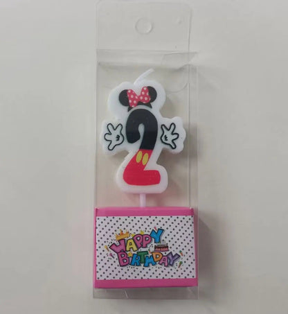 Hot Happy Birthday Number 0-9 Candles Cartoon Mickey Minnie Mouse Candle Cake Cupcake Topper Party Decoration Supplies DIY Gifts Good Vibrations