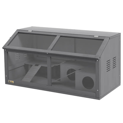 Rat Cage Hamster Cage Small Animal Playhouse for Gerbils with Suspension Bridge, Ladders, Openable Top, Hut Good Vibrations