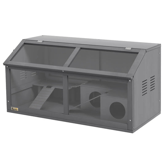 Rat Cage Hamster Cage Small Animal Playhouse for Gerbils with Suspension Bridge, Ladders, Openable Top, Hut Good Vibrations