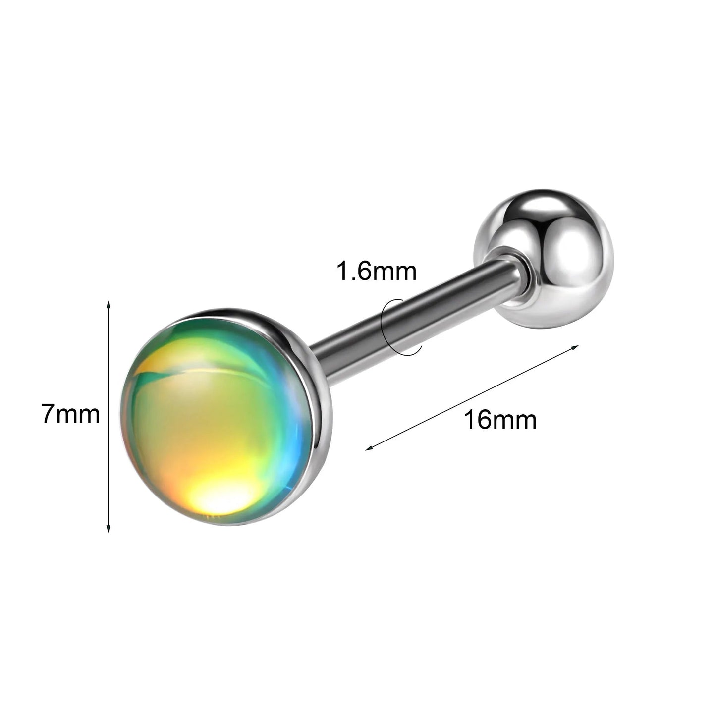 ZS 1Piece 14G Oil Luminescence Tongue Piercing Rings Stainless Steel Tongue Stud Skull Star Studs Earrings BCR Piercings Jewelry Good Vibrations Adult Super Store