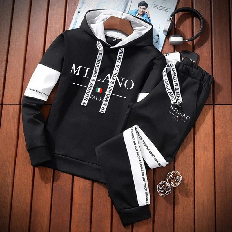 Sports Casual Daily Men's Tracksuit Outdoor Hot Sale Hooded Autumn Winter Single Piece Sweatshirt And Sweatpants Comfort Jogging Good Vibrations