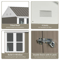 8' x 6' Metal Garden Storage Shed, Outdoor Tool Storage House with Double Lockable Door, Window and Air Vents, Gray Good Vibrations