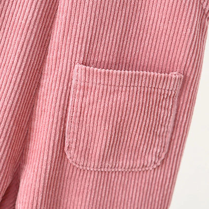 1-4Y Autumn Kids Clothes Korean Style Girls Overalls Corduroy Girls Jumpsuits Embroidery Kids Outfit Good Vibrations