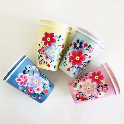 Disposable Tableware Sets Flower Paper Plates Cups Napkins Straw Party Supplies Kids Girl Baby Shower Wedding Birthday Decor Good Vibrations