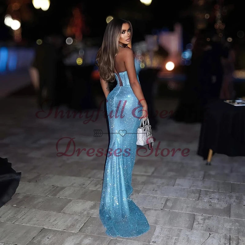 Thinyfull Sexy Mermaid Prom Evening Dresses Sweetheart Backless Glitter Night Party Dress Formal Cocktail Prom Gowns Customized Good Vibrations