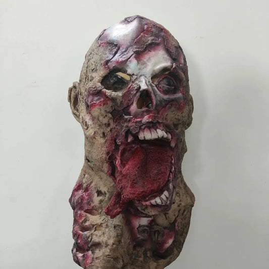 Halloween Horror Walking Dead Zombie Full Head Mask Adult Latex Zombie Mask Scary Spit Out Tongue Full Face Stage Show Face Mask Good Vibrations