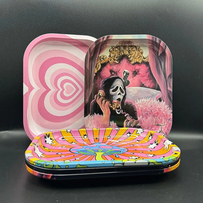 Rolling Tray Smoking Grinder Accessories Cigar Hand Roll Tinplate Tray Ashtray Home Party Gifts for Men Women Good Vibrations Adult Super Store