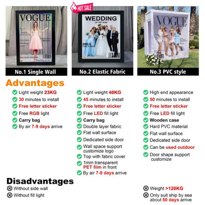 Weddings Photography Background decoration Props PVC magazine photo booth backdrop party event  led photo booth with led Good Vibrations
