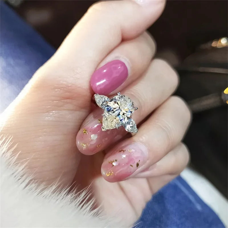 2025 Chic Wedding Rings for Women Aesthetic Female Engagement Accessories Shiny CZ Luxury Bridal Jewelry Trendy  Gift Good Vibrations