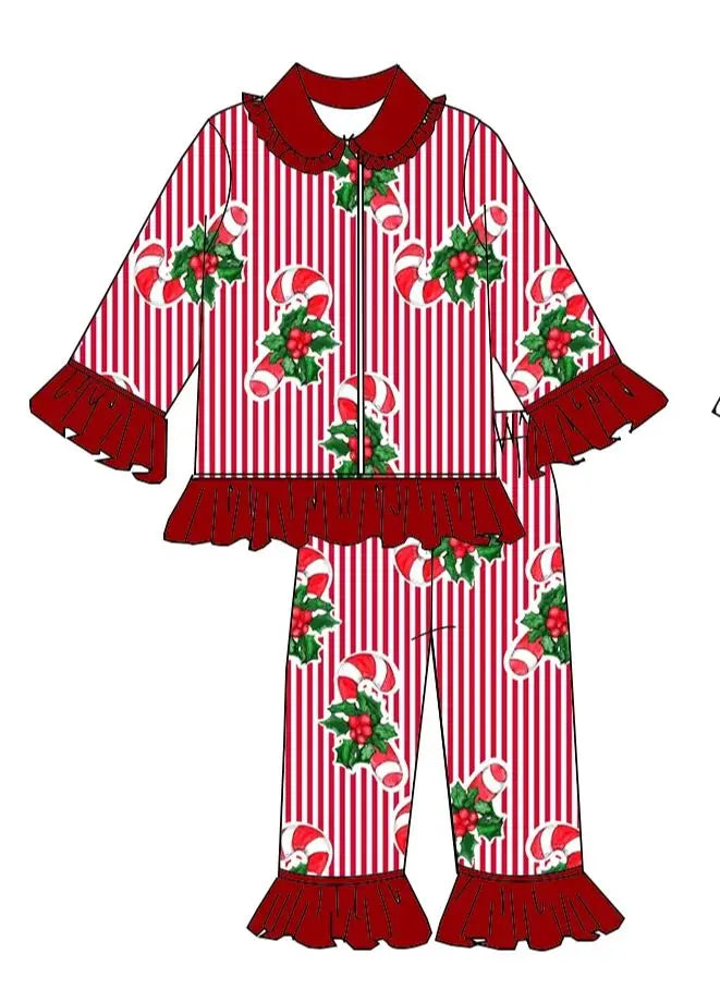 Boutique Children Candy Gifts Cookies Pajamas Sets Kids Christmas Pjamas Button Boys Girls Sleepwear Outfits Good Vibrations